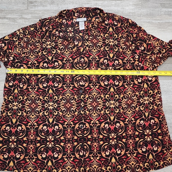 Catherines Button-Up Top Shirt Womens 2X Black Geometric 3/4 Sleeves Stretch - Picture 8 of 8